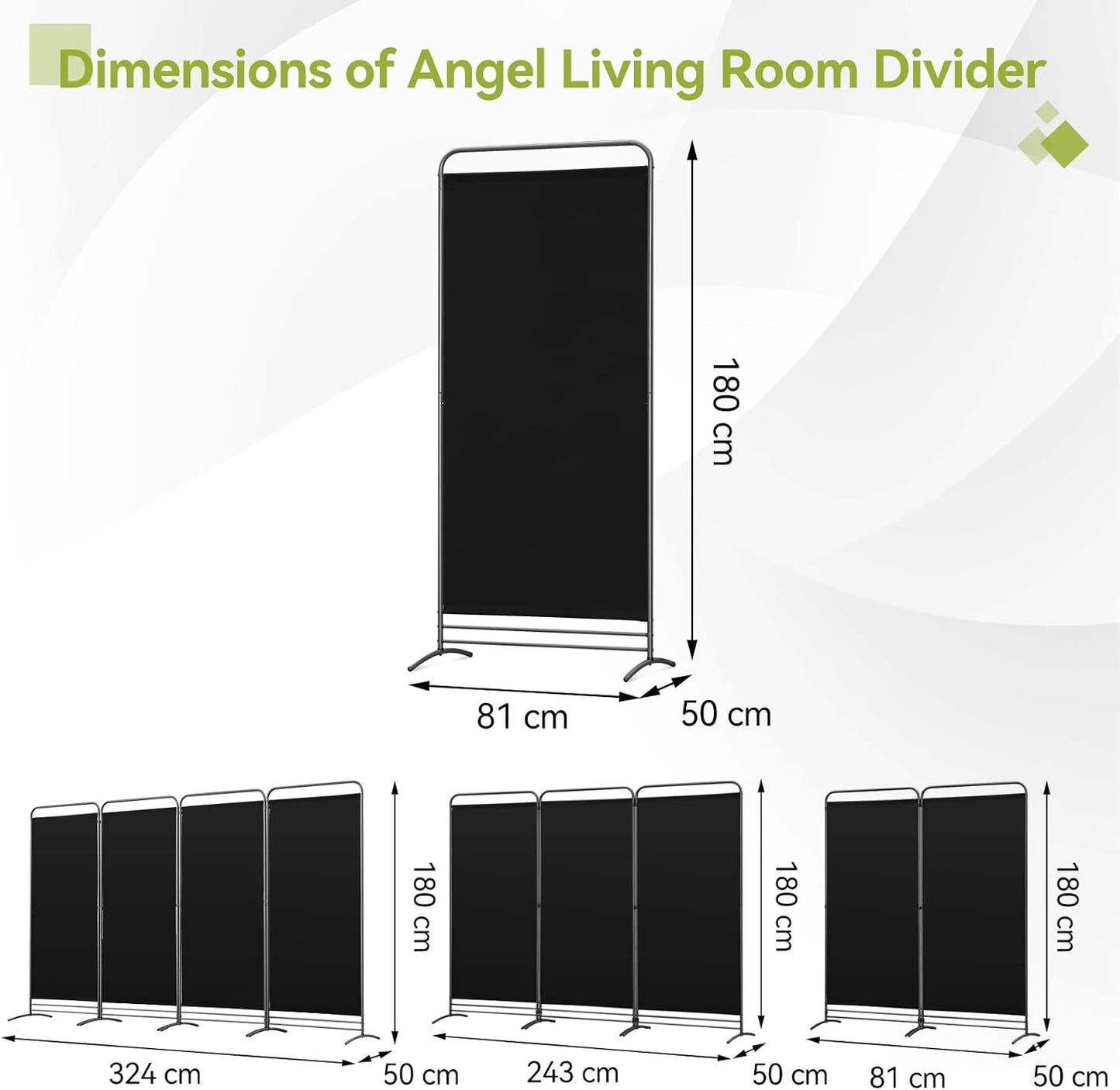 Angel Living Kamerscherm - 1 Paneel - 81 x 180 cm - Zwart