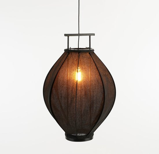 Mica Decorations Pego Hanglamp - H73 x Ø54 cm - Linnen - Zwart