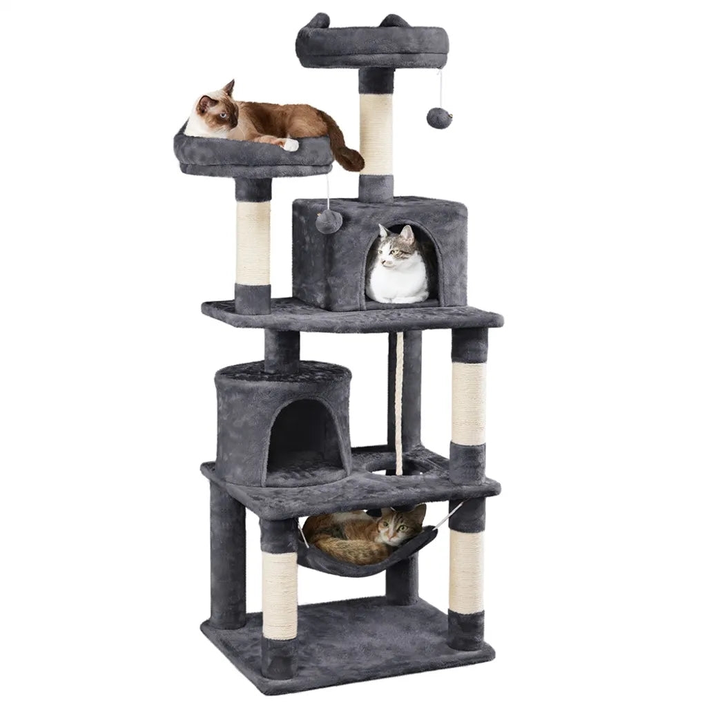 Yaheetech Krabpaal 158cm - Multi-Level - Sisal - Platforms - Donkergrijs