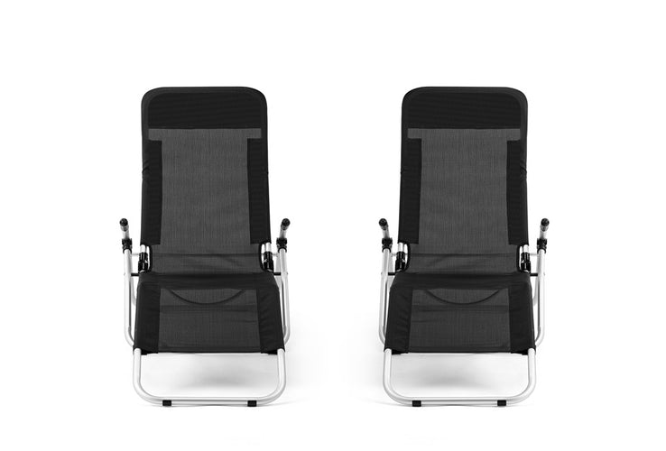 Hortensus Ligstoel - Set van 2 - Max. 110kg - 140 x 61 x 85,5cm Zwart