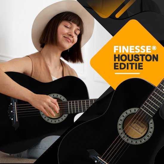 Finesse Akoestische Gitaar - met Videocursus - Western Gitaar - Gitaar Kind & Volwassenen - Zwart