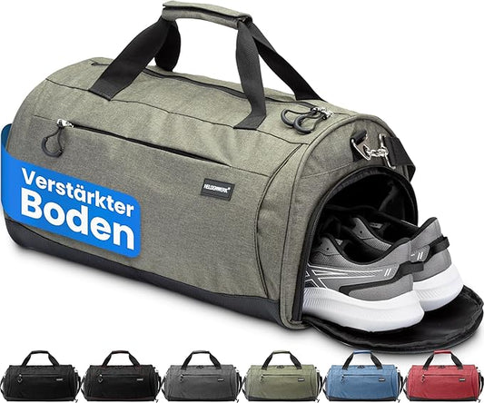 Heldenwerk Sporttas met schoenenvak en natte vak – trainingstas voor dames en heren - 48x26x25 cm - 30L - Groen