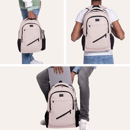TRVLMORE Rugtas - 36L - 17 Inch - Laptop Rugzak met USB - Schooltas - Heren en Dames - Tas Roze