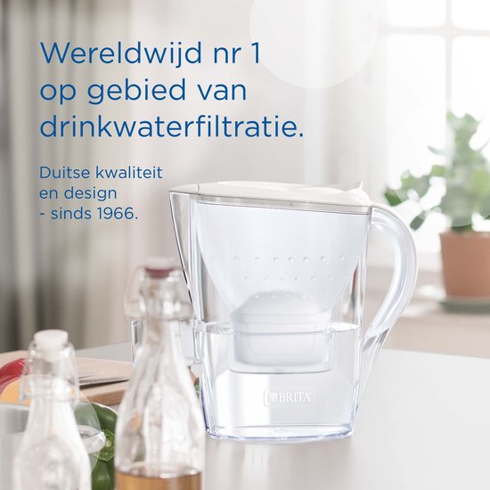 BRITA Waterfilterkan Marella Cool - 2.4L - Wit - incl. 1 MAXTRA PRO Pure Performance Waterfilter – Past in de koelkast - Filter drinkwater van kalk, chloor, PFAS, herbicide, pesticide en meer*