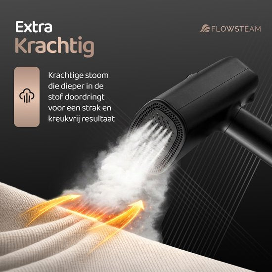 FLOWSTEAM® Vacuum Edition Kledingstomer - Handstomer met Zuigfunctie - Reisstomer - 2100W - Matte Black