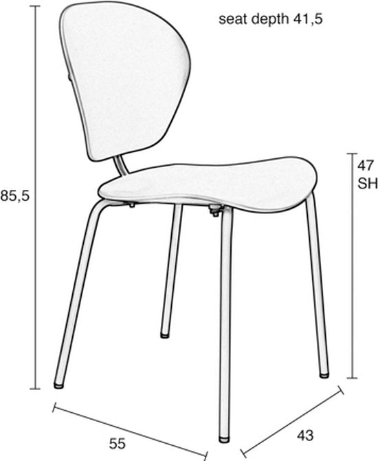 Zuiver The Ocean Chair Eetkamerstoelen Coconut Milk - Set van 2
