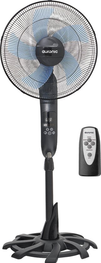 Auronic Statiefventilator - Staande Ventilator met Afstandsbediening - Timer - 50W - 53dB - Zwart