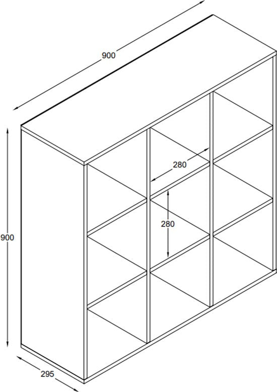 VDD – Vakkenkast incl. 5 opbergdozen – Wandkast – Vakkenkast Wit – Vakken Kast – Wandkastje – Wandkasten – Wandkasten Woonkamer – 9 Vakken – Wit