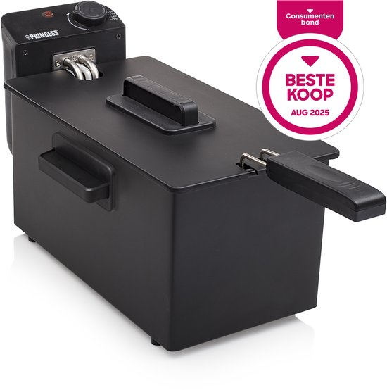 Princess Friteuse - 3 liter - Koude zone - Frituurpan - 2000W - Regelbare thermostaat - Zwart - 182727