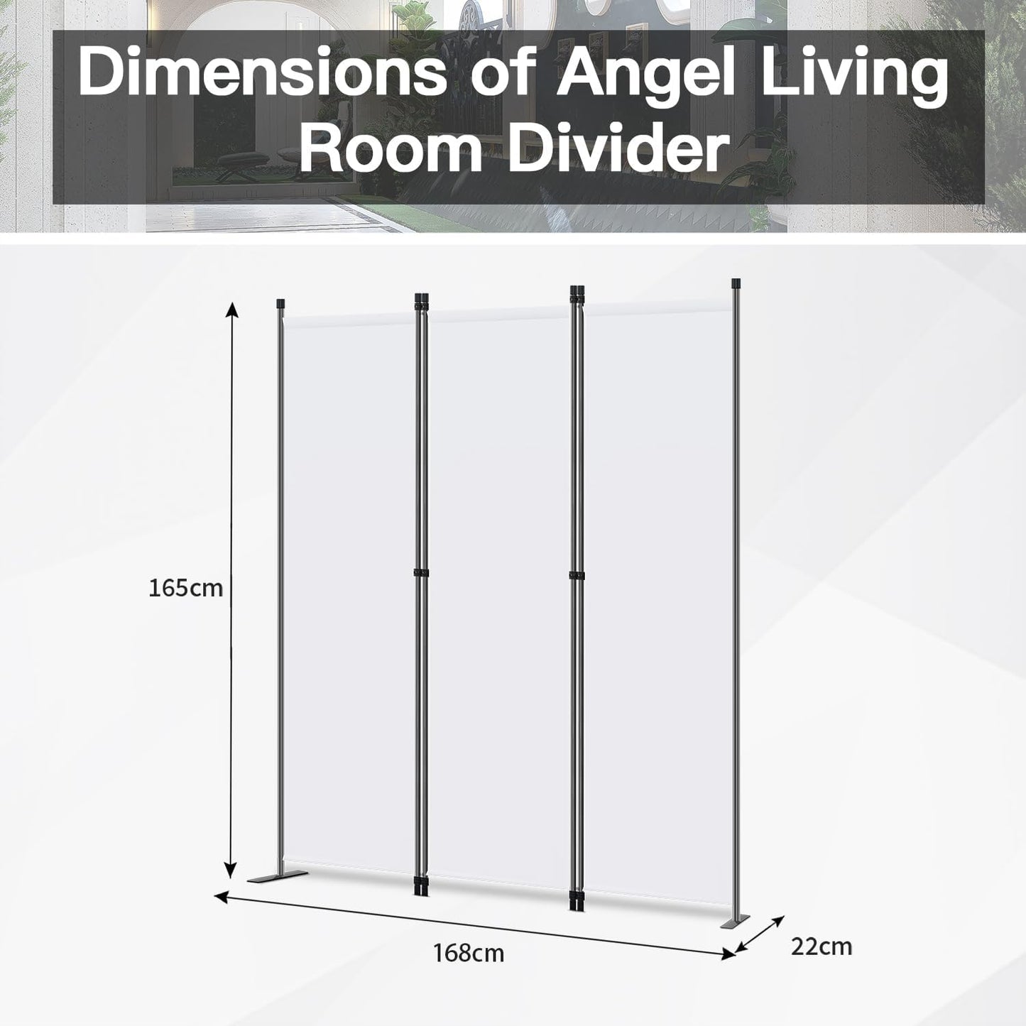 Angel Living Kamerscherm - 3 Panelen - 168 x 165 cm - Wit