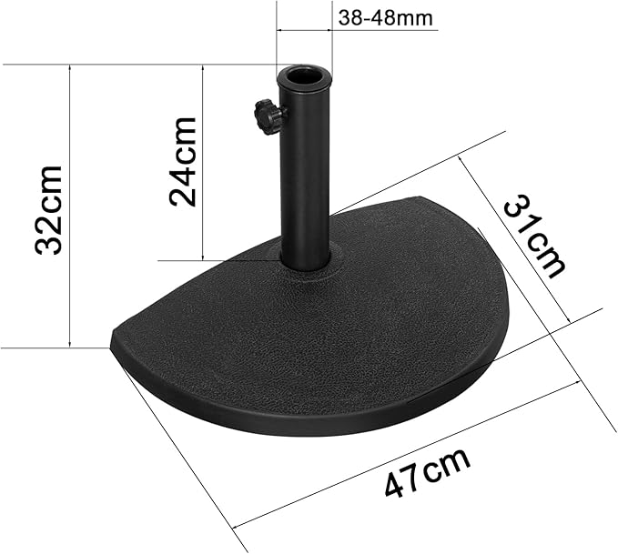 Angel Living Parasolvoet - Half Rond - 9kg - Ø50cm - Zwart - Polyresin/Staal