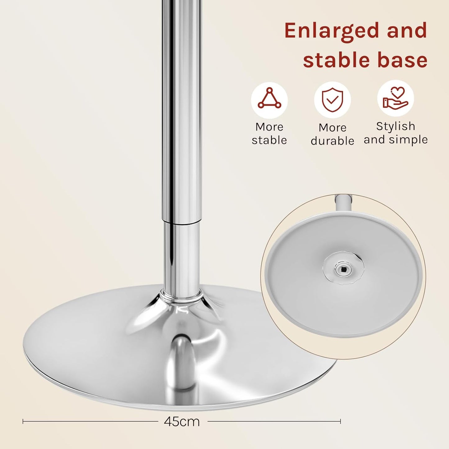 WOLTU Verstelbare Bartafel - Ø52 cm - 70-91 cm Hoog - Draaibaar - Chroomvoet Ø45 cm