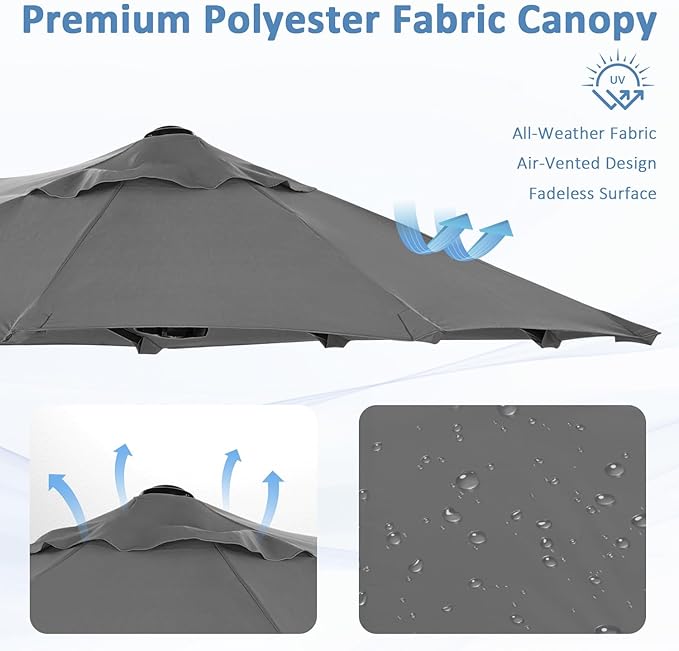 Angel Living Double Parasol - 460 x 270 cm - with Crank Large Parasol Market Umbrella - UPF 50+ - grey - 2.97x1.53cm