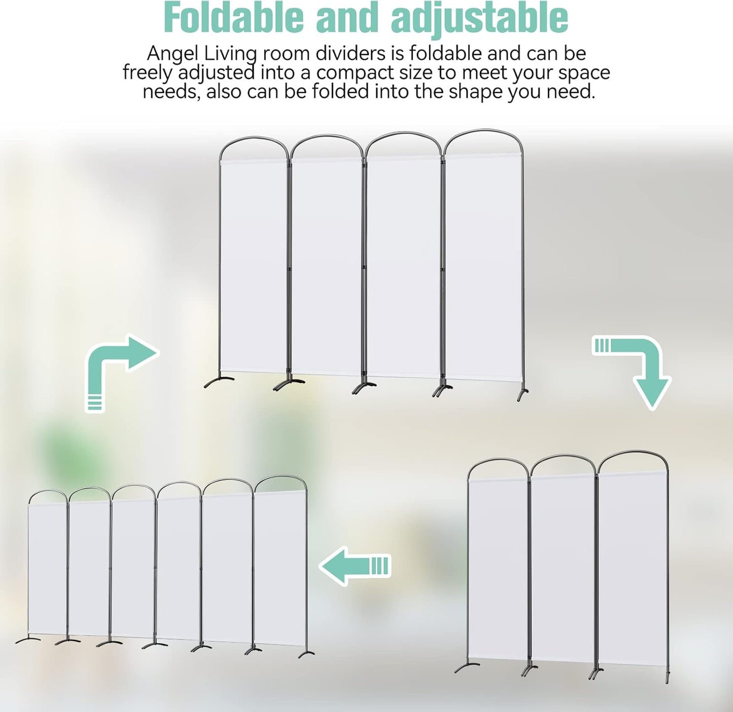 Angel Living Kamerscherm 4 Panelen - 224 x 182 cm - Wit