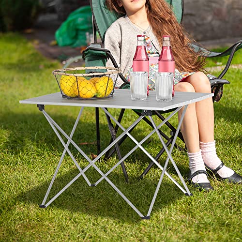 Woltu Picknicktafel Campingtafel Opvouwbaar - Aluminium Zilver - 56x46x40 cm