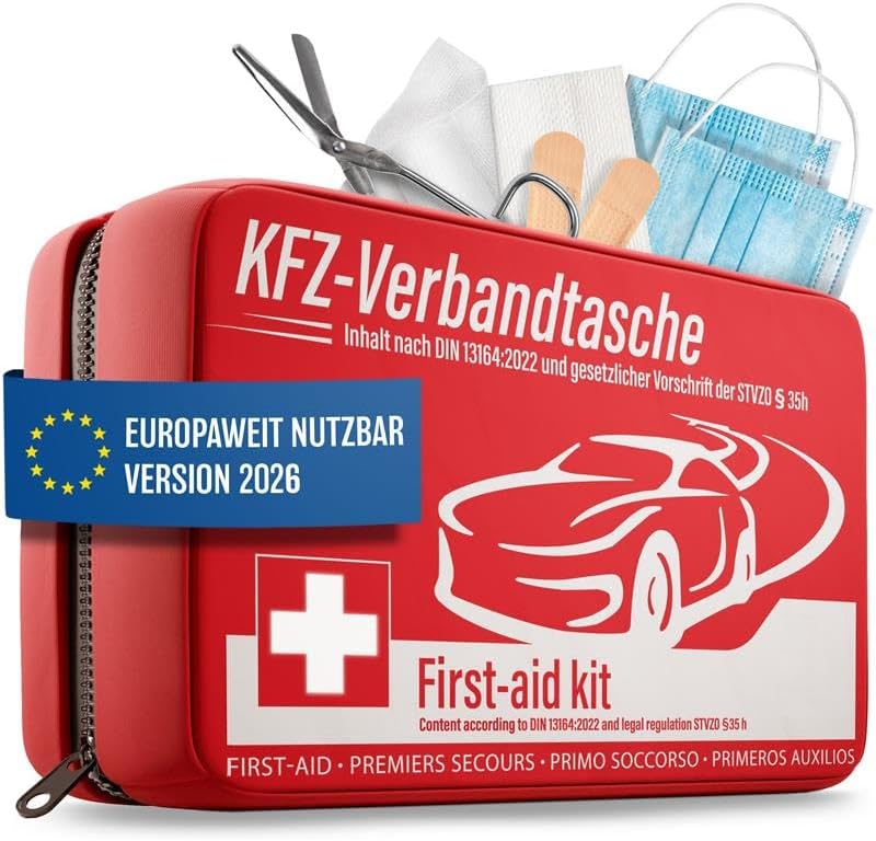 Heldenwerk verbandtas voor Auto - Geldig in Europa - EHBO-set volgens actuele norm 2026