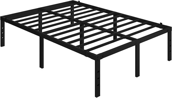 Yaheetech Metalen Bedframe 135 x 190 cm – Zwart – 135 x 190 x 41,5 cm – Met Stalen Lattenbodem en Opbergruimte