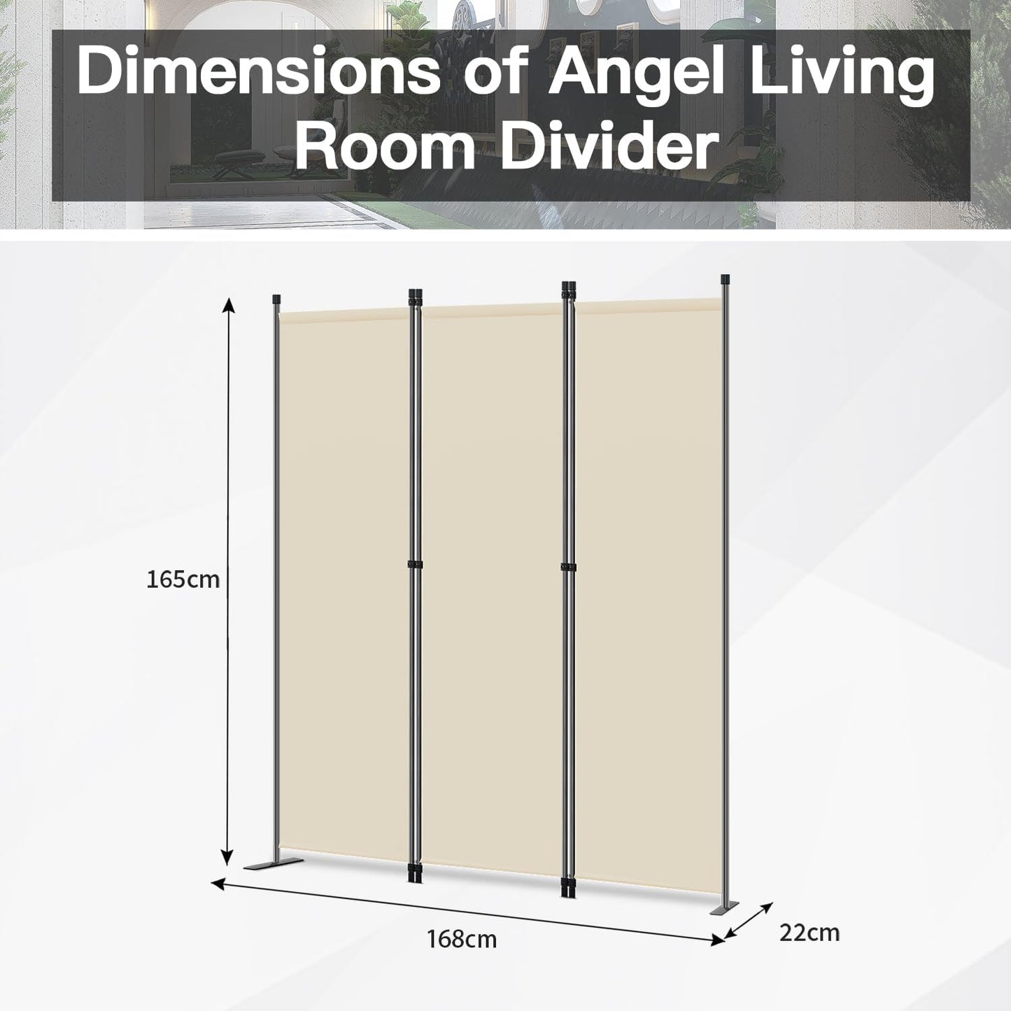 Angel Living Kamerscherm - 3 Panelen - 168 x 165 cm - Beige
