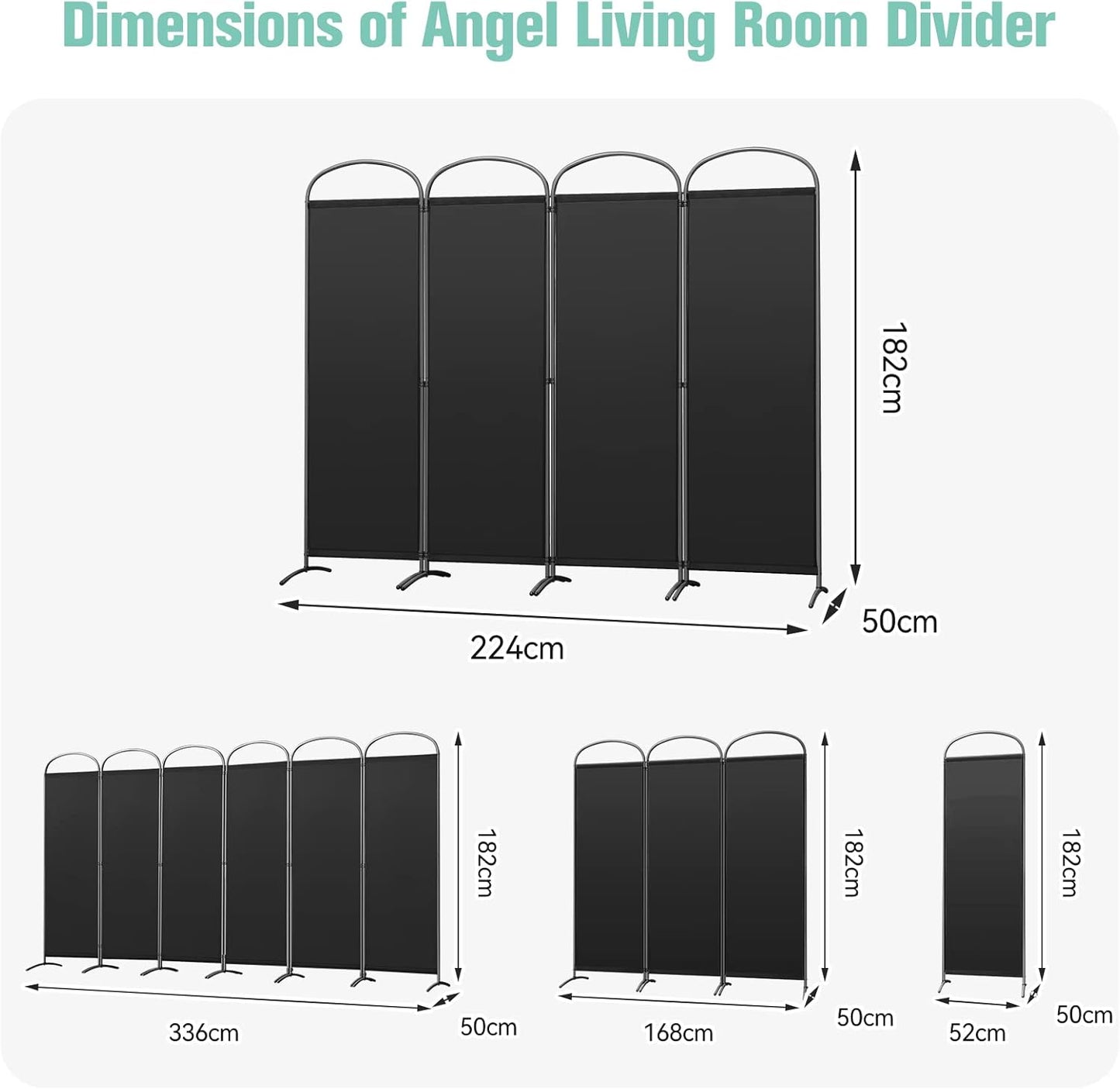 Angel Living Kamerscherm - 4 Panelen - 224 x 182 cm - Binnen & Buiten - Zwart