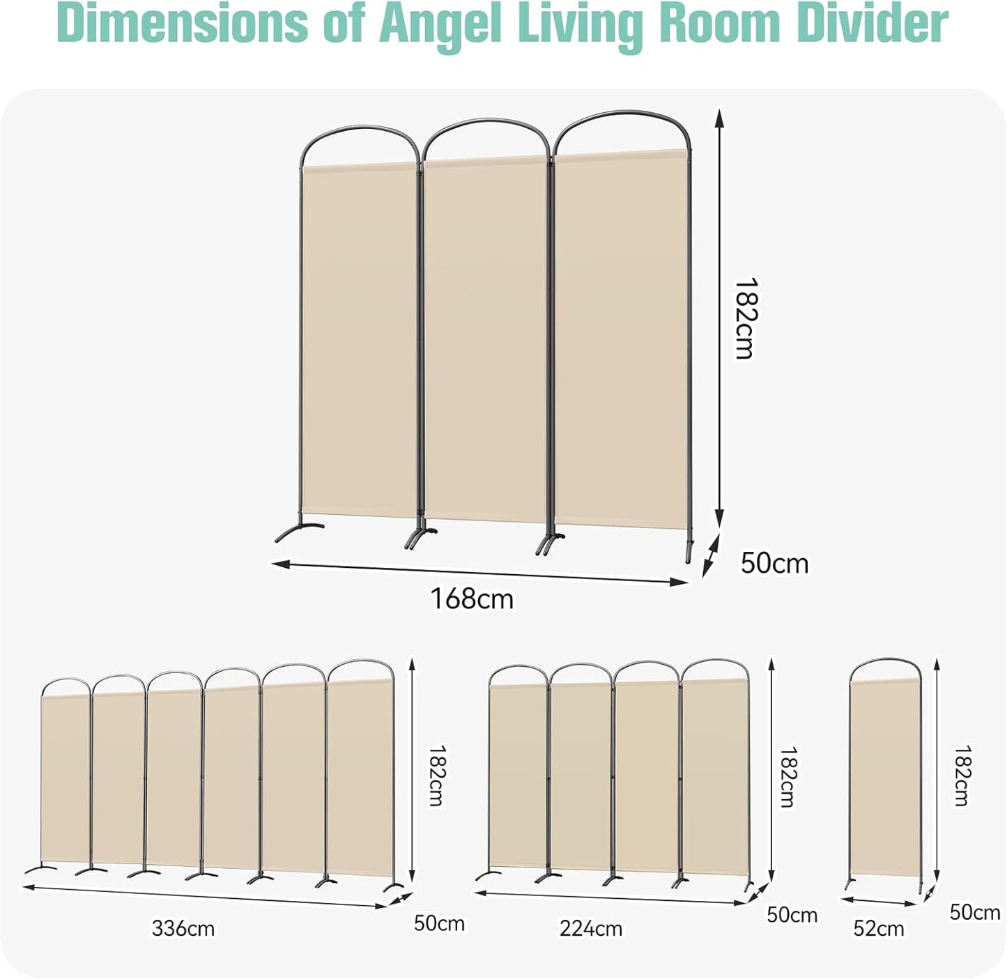 Angel Living Kamerscherm - 3 Panelen - 168 x 182 cm - Beige