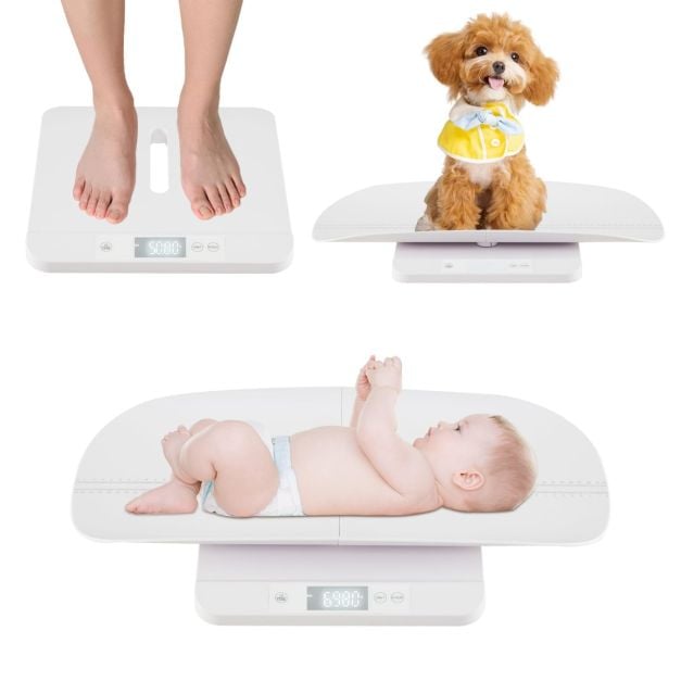 Coast Digitale Babyweegschaal Wit – Kinderweegschaal met Afneembare Meetbak en LED Display – 61 x 33 x 8 cm