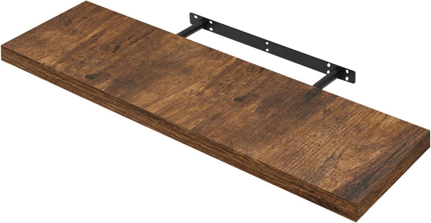 Woltu zwevende wandplank - vintage bruin - 90 x 23 x 3,8 cm - robuuste houten wandplank met verborgen montage