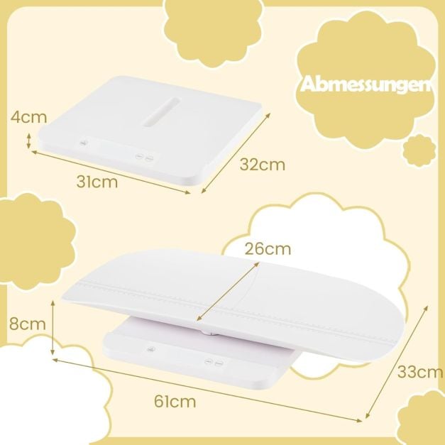 Coast Digitale Babyweegschaal Wit – Kinderweegschaal met Afneembare Meetbak en LED Display – 61 x 33 x 8 cm