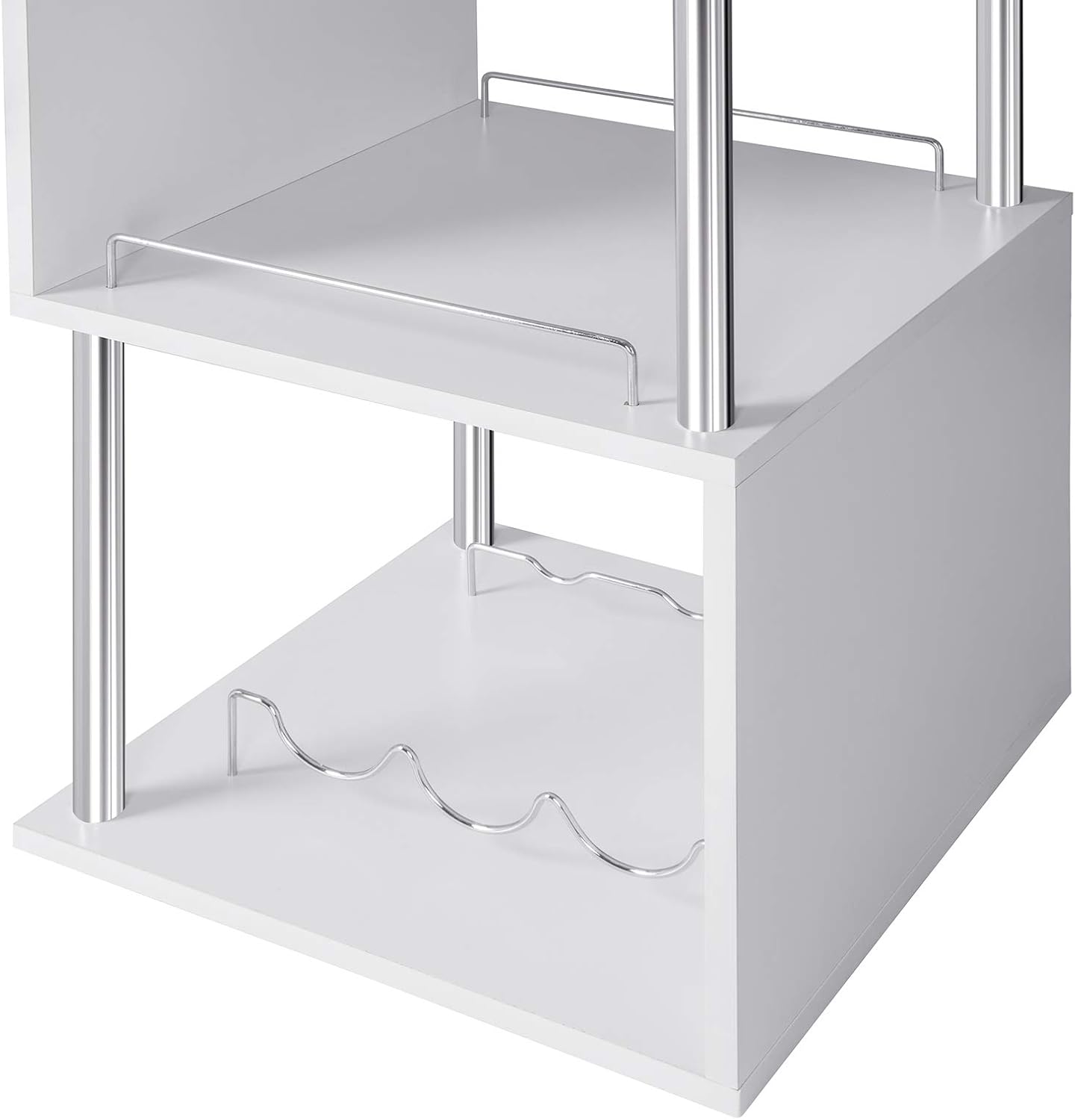 Woltu Bartafel met flessenhouder en 3 planken - Wit - 113x40x105 cm