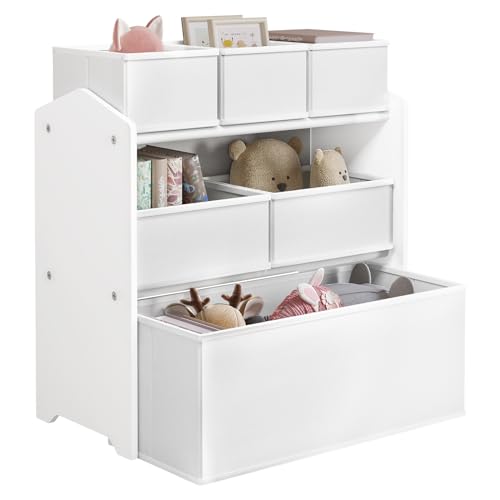 Lestarain Speelgoedrek voor Kinderen Wit - Opbergkast met 9 Speelgoedboxen - Kinderkamer & Speelkamer Organizer - 92 x 30 x 68 cm