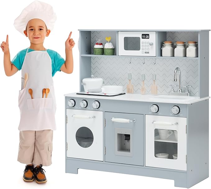 Coast Children's Kitchen met realistisch licht en geluid en accessoires 76 x 28 x 80 cm grijs