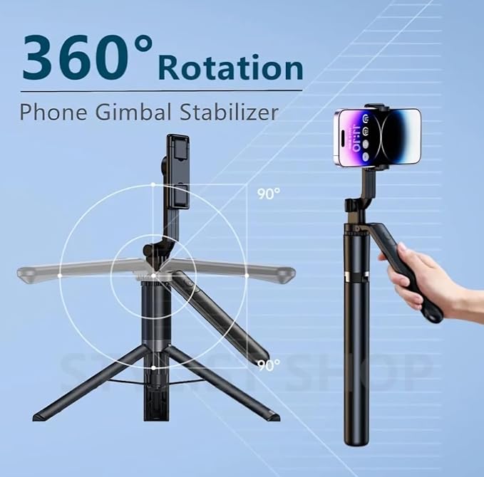 R16 Uitschuifbare Selfiestick met Statief – 157 cm – Bluetooth Afstandsbediening – 360° Draaibaar – Balanshandgreep – Voor Smartphone & GoPro