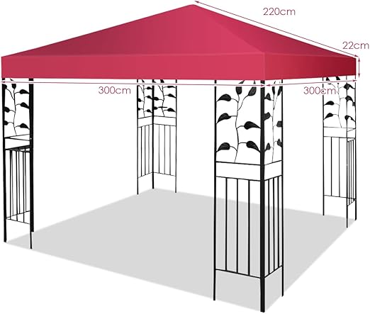 Coast Pavilion vervangende dakzonbescherming deksel met klittenbandbevestigingen 300 x 300 cm wijn