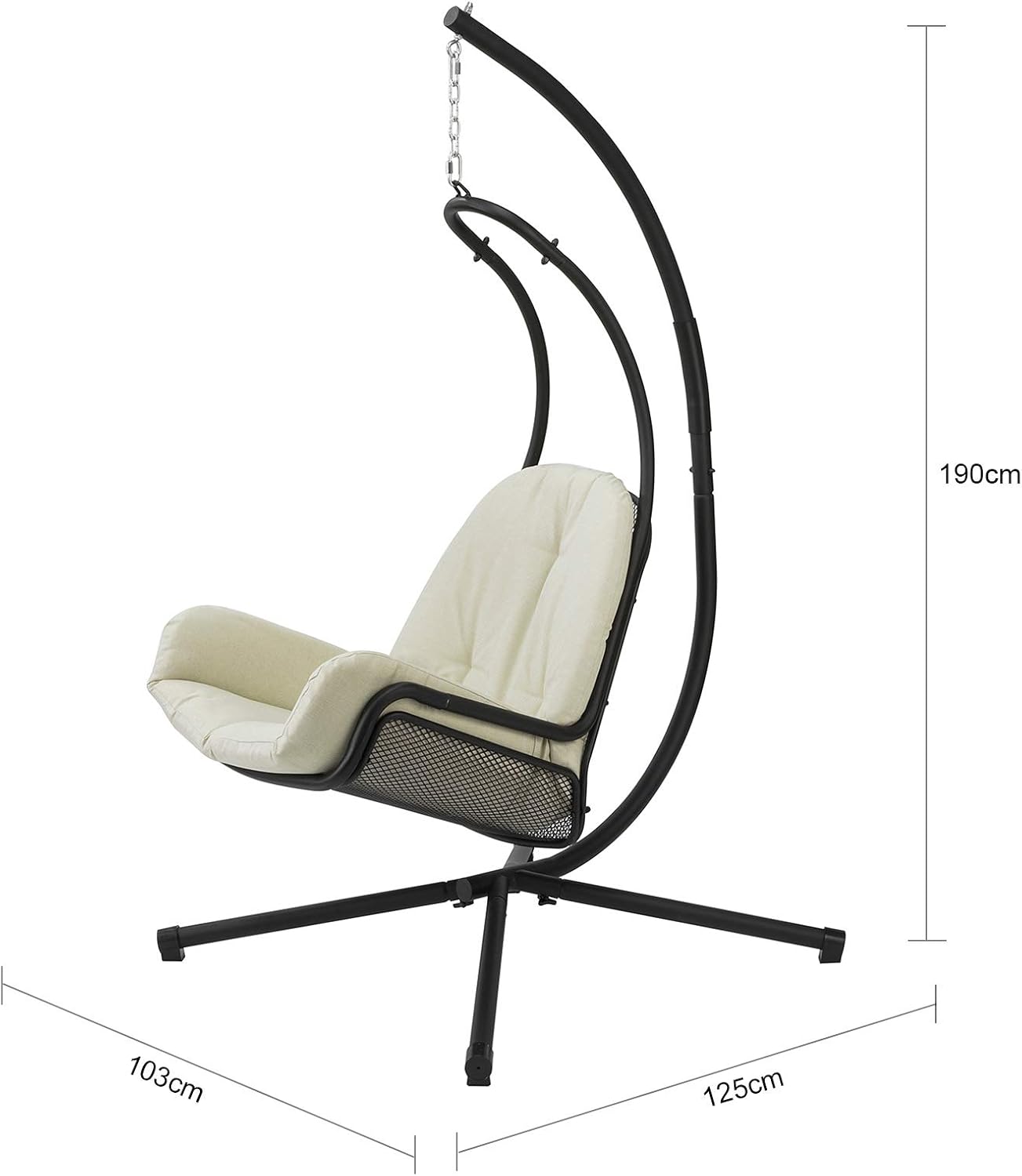 SoBuy Hangstoel incl. Frame - Max. 150 kg - 103 x 125 x 190 cm - Créme
