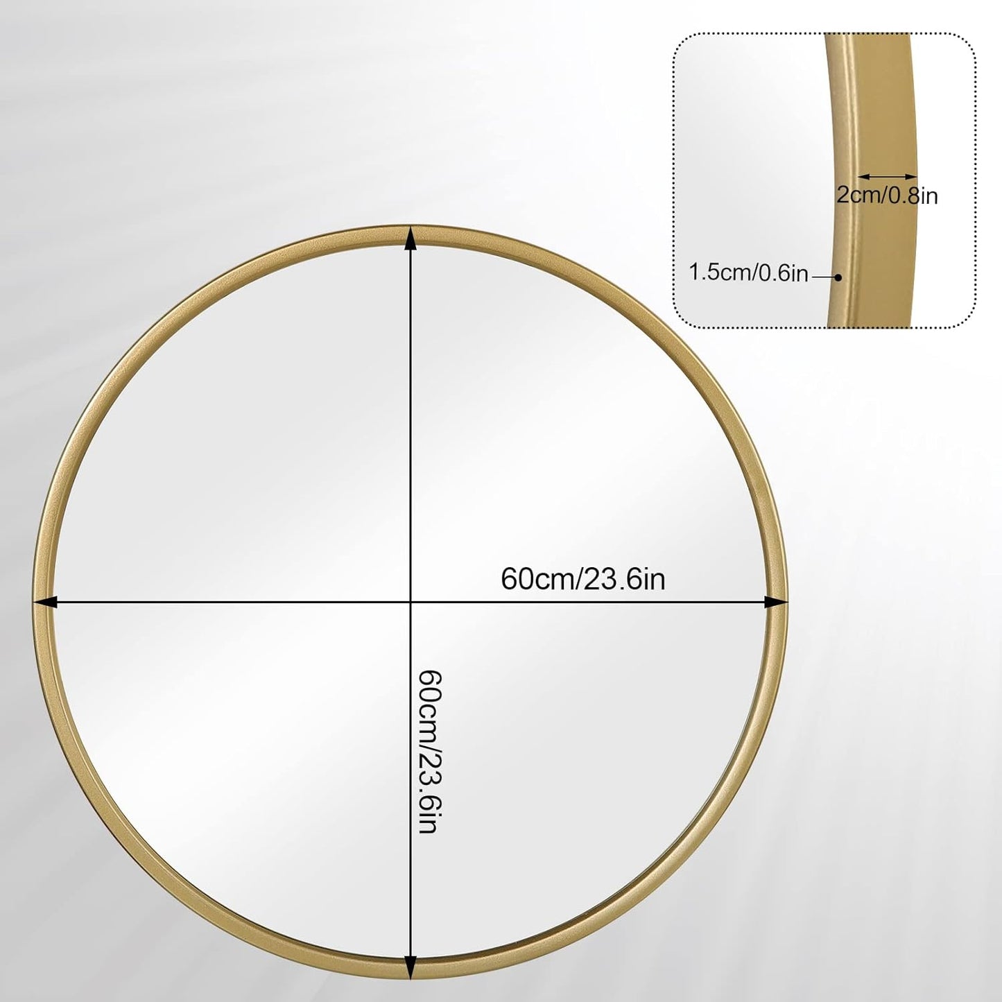 Woltu Ronde Wandspiegel 60x60 cm - Gouden Metalen Frame - Moderne Badkamer en Interieur Spiegel