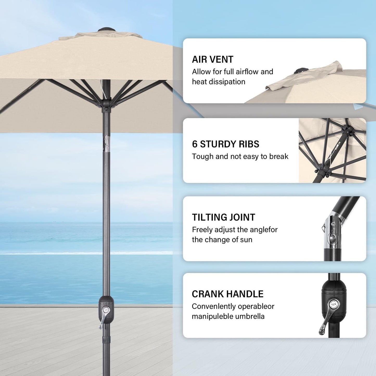 Angel Living Parasol - Ø300 cm - Kantelbaar - Créme