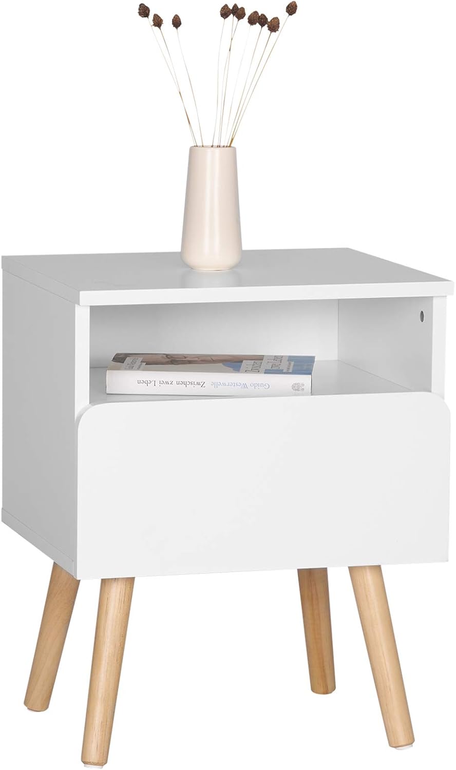 Woltu Nachtkastje met 1 Lade - Wit MDF - 40x33,5x50 cm