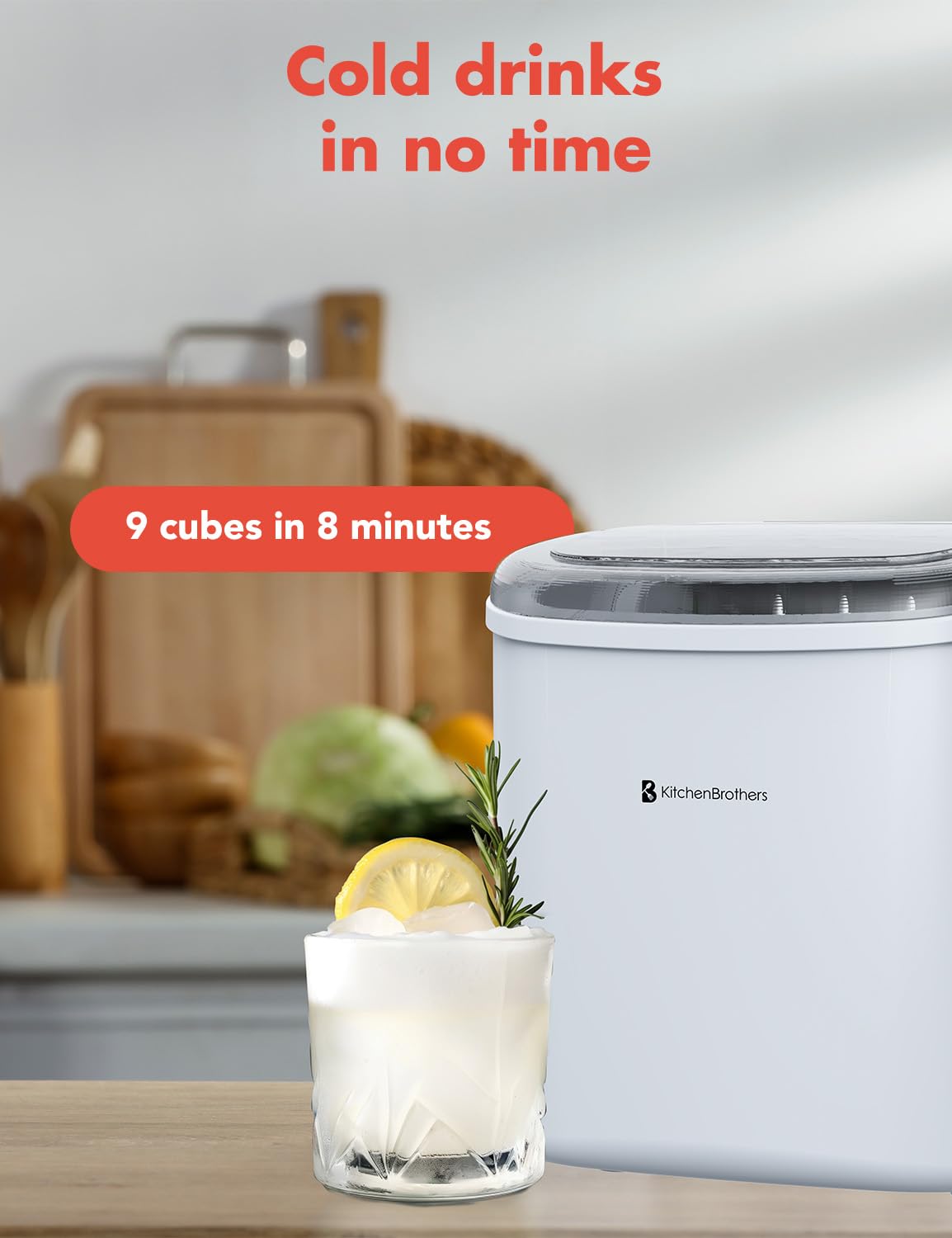 KitchenBrothers IJsblokjesmachine - 1,2 Liter - 95 Watt - 32D x 31B x 25H - Wit