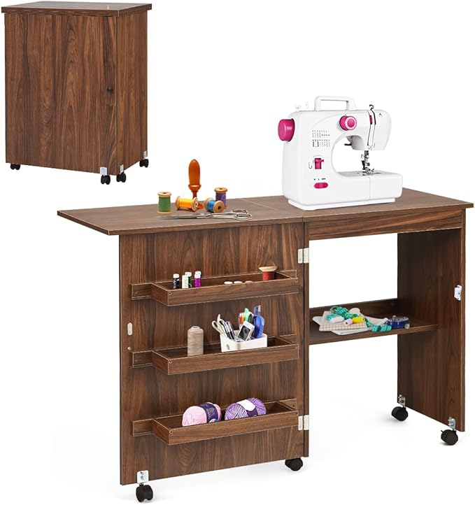 Coast Opvouwbare Naaimachine Tafel – Multifunctioneel – 118,5 x 40 x 79,5 cm – Bruin