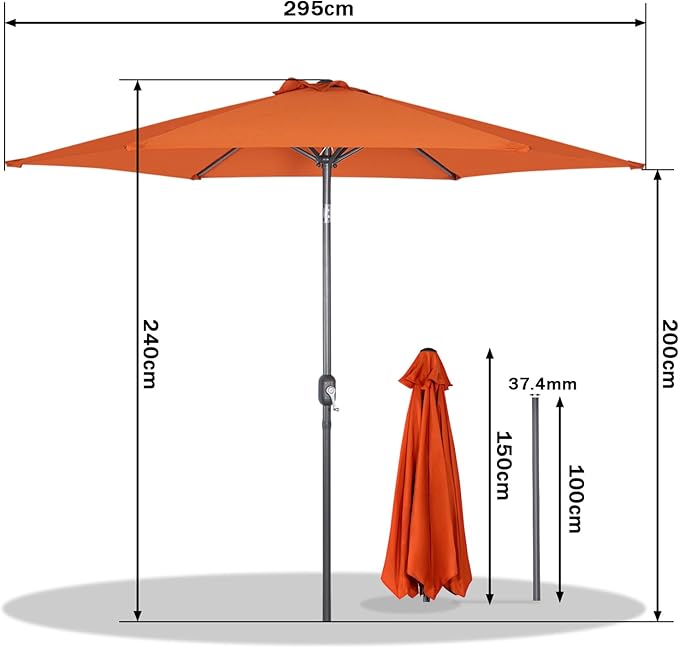Angel Living Parasol - 300 cm - Terrasparasol - Taupe - Aluminium - Polyester - UV50+