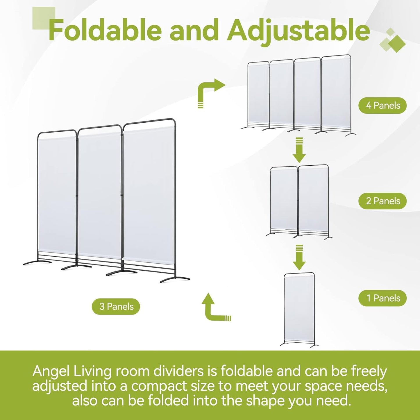 Angel Living Kamerscherm 3 Panelen - 243 x 180 cm - Wit
