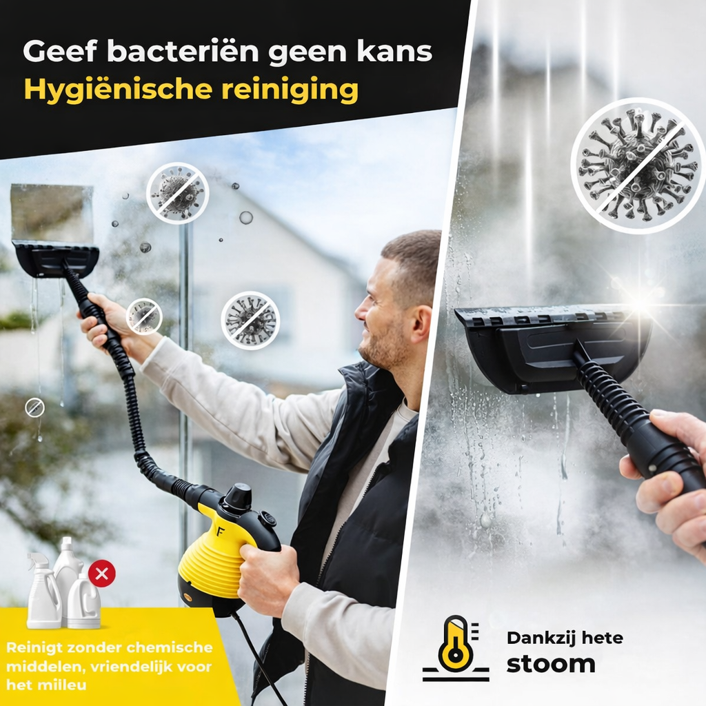 Neighbour's friend Handstoomreiniger - Stoomregeling - Inclusief 10 accessoires - 350 ml tank - Geel