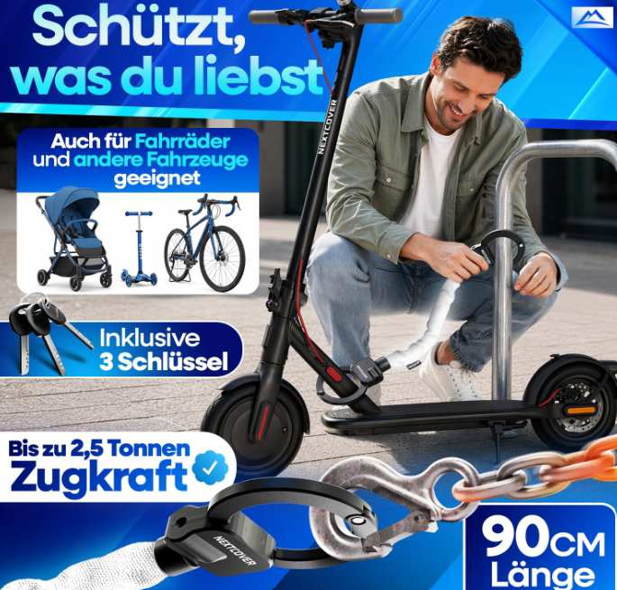 NEXTCOVER E-scooterslot met handboeienmodel - 90 cm - Staal - Reflecterend