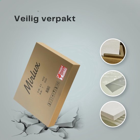 Mirlux Badkamerspiegel met LED Verlichting & Verwarming – Rechthoekige Wandspiegel – Anti Condens Douchespiegel - 80x60CM