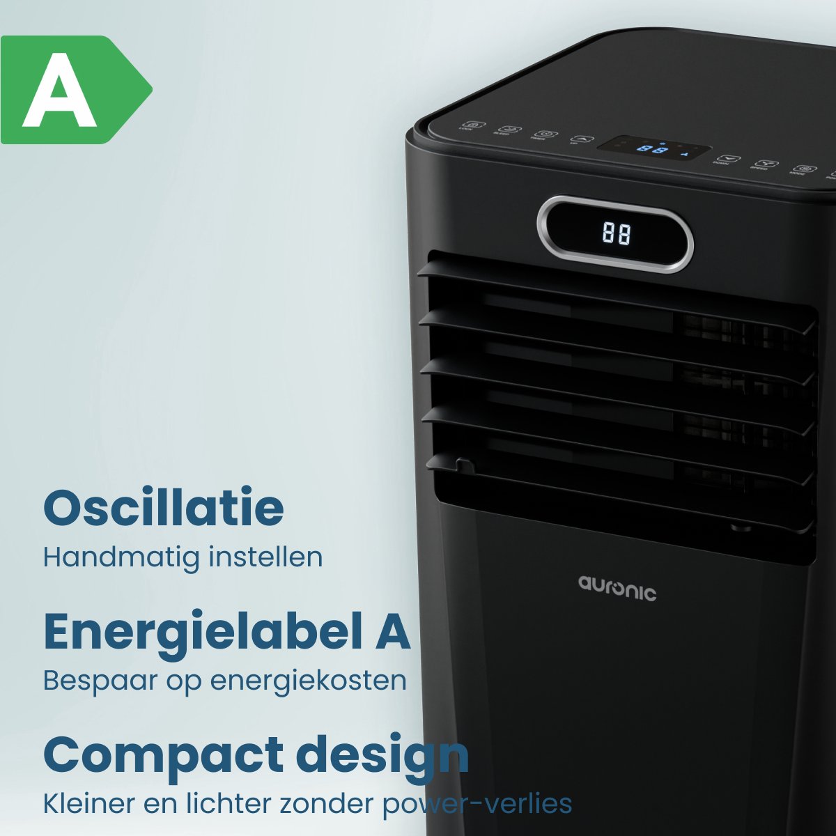 Auronic Mobiele Airco Zwart- 7000 BTU - Tot 20 m² - 3-in-1 - Met Raamafdichtingskits