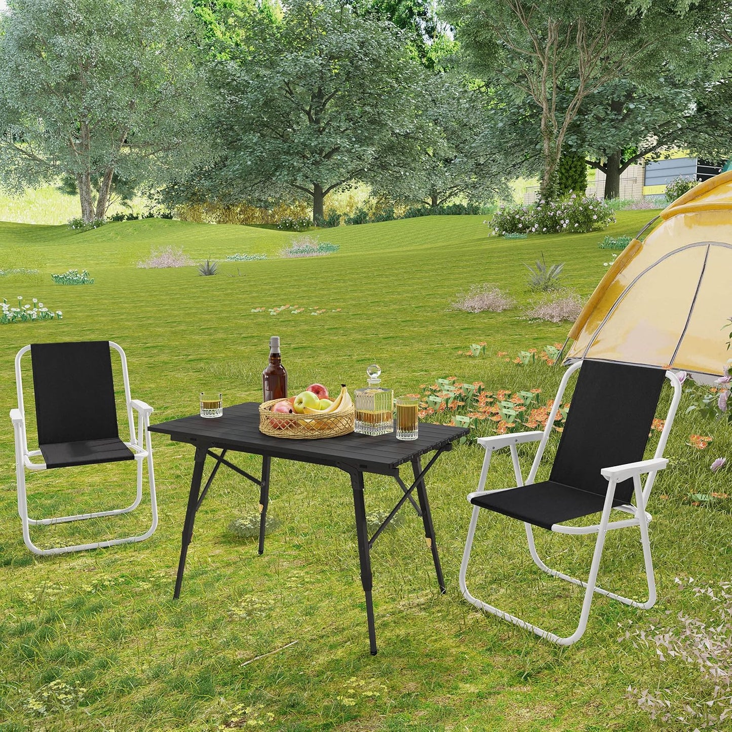 WOLTU Opvouwbare Campingstoel Set van 2 - Zwart