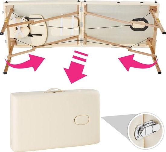 tectake® - Massagetafel Behandeltafel - matras van 7,5 cm hoog + rolkussens en draagtas - behandelbank – incl. opbergtas – opvouwbaar
