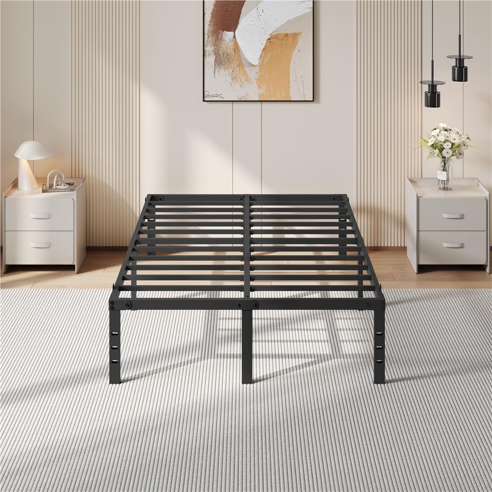 Yaheetech metalen bedframe met lattenbodem - 140 × 200 cm - zwart