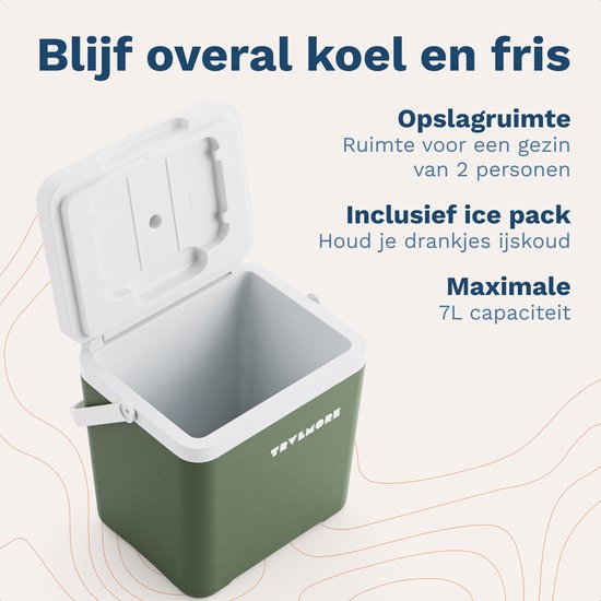 TRVLMORE Koelbox 7L - Frigobox - Inclusief Koelelement - Koelbox Klein - Groen