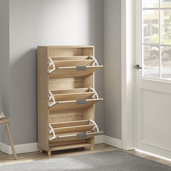 SoBuy Schoenkast - Ladekast - Smal design - 3 laden - 120x24x60 cm | FSR213-N