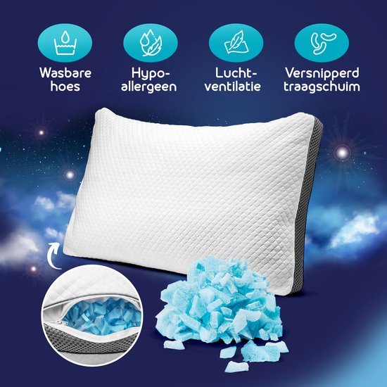 Softsie Traagschuim Hoofdkussen 70x50 - Ergonomisch Kussen - Verstelbaar Slaapkussen - Pillow - Hoofdkussens Nekklachten